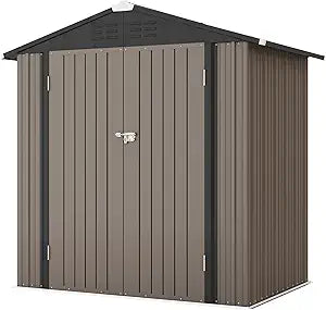 Patiowell 6×4 FT Outdoor Storage Shed, Garden Tool Storage Shed with Sloping Roof and Double Lockable Door, Outdoor.