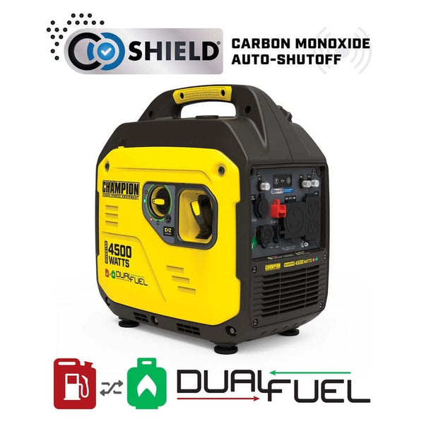 Champion Power Equipment 4500/3250-Watt Recoil Start Gasoline/Propane Powered Dual Fuel Inverter Generator with Quiet.