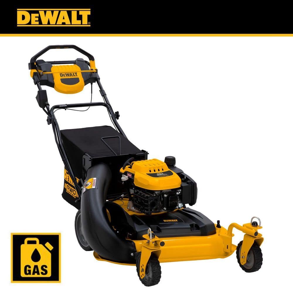 DEWALT 28 in. 224cc E-GOV Engine 3-in-1 Gas RWD Self-Propelled Lawn Mower with High Rear Wheels DW12ABW6RK039