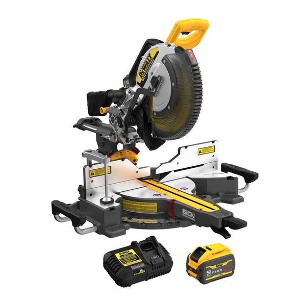 DEWALT 60V Lithium-Ion 12 in. Cordless Sliding Miter Saw Kit with 9.0Ah Battery Pack DCS781X1