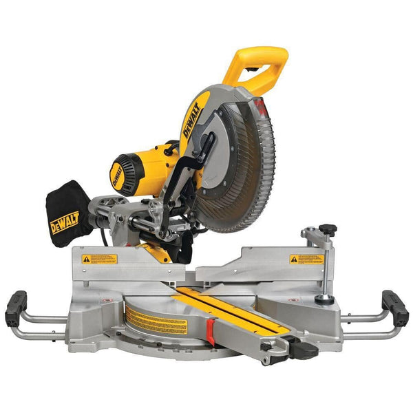 DEWALT 15 Amp Corded 12 in. Double Bevel Sliding Compound Miter Saw with XPS technology, Blade Wrench and Material.