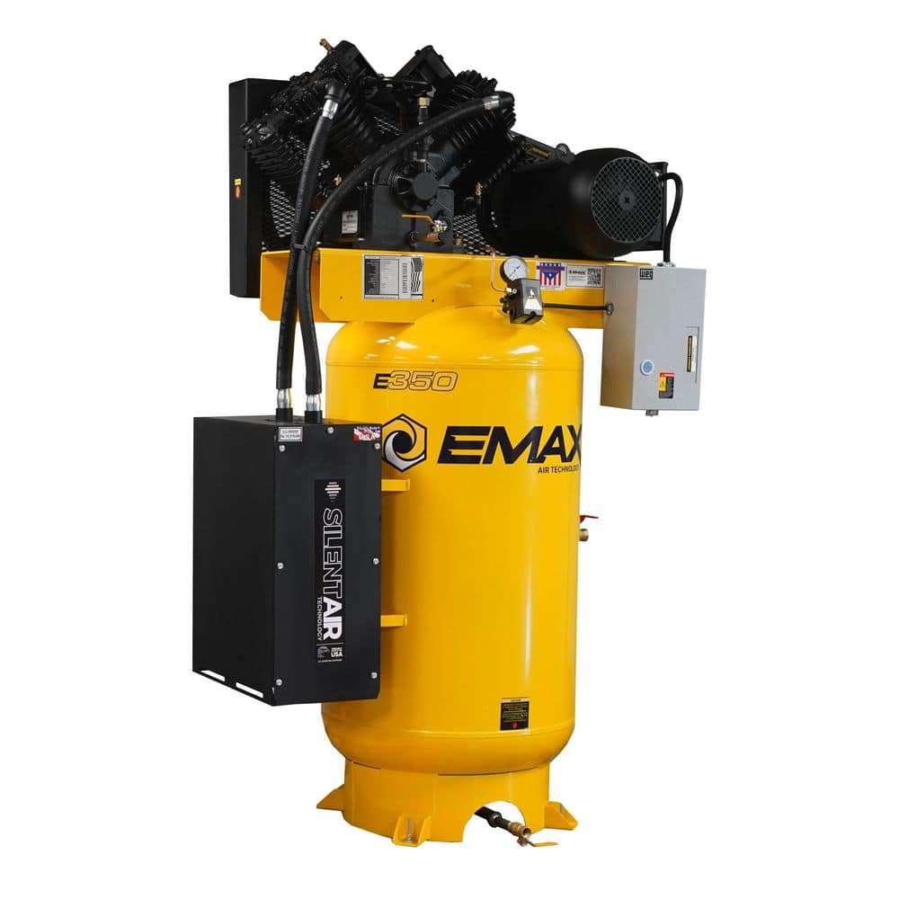 EMAX 80 Gal. 10 HP V4 1-Phase Silent Air 175 PSI Electric Air Compressor with Isolator Pads and Auto Drain HES10V080V1
