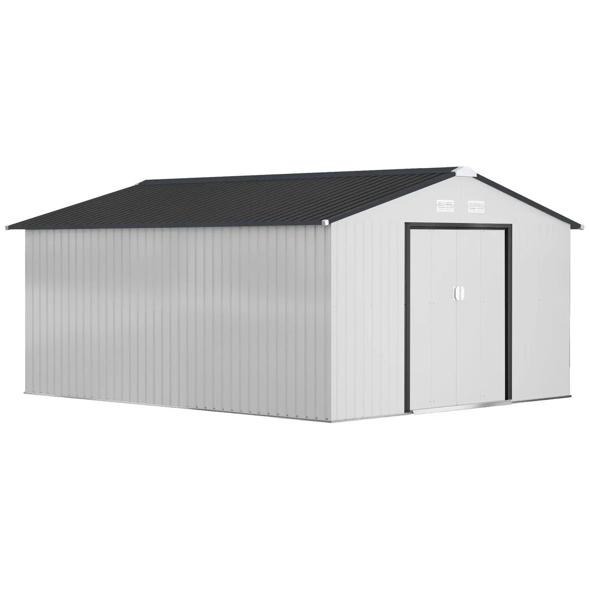 Outsunny Outdoor Storage Shed White 11'×13' Galvanized Steel