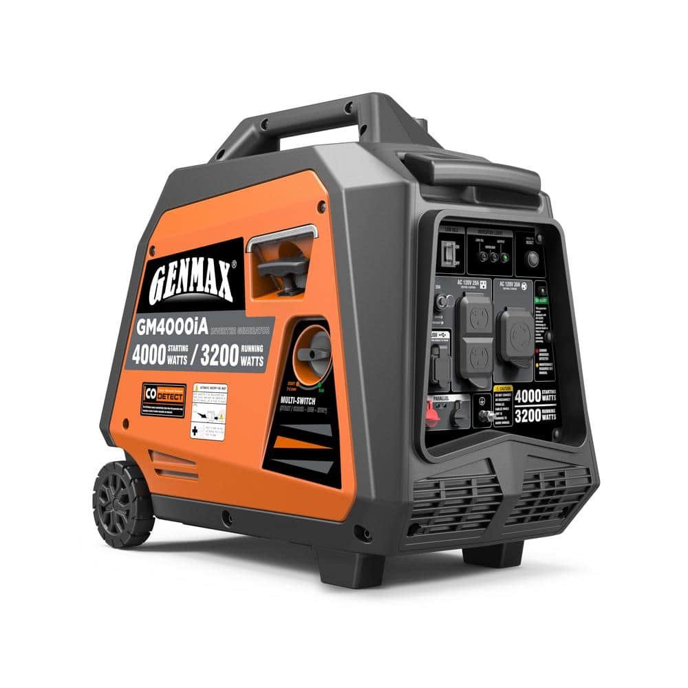 GENMAX 4000-Watt Recoil Start Gasoline Powered Inverter Generator Light-Weight and Quiet With 145cc OHV Engine GM4000iA