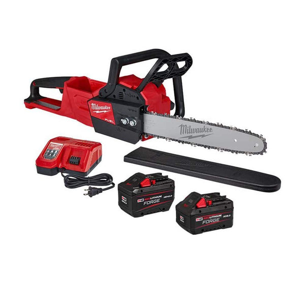 Milwaukee M18 FUEL 16 in. 18V Brushless Cordless Battery Powered Chainsaw w/ 12.0 Ah & 8.0 Ah FORGE Battery, Rapid.