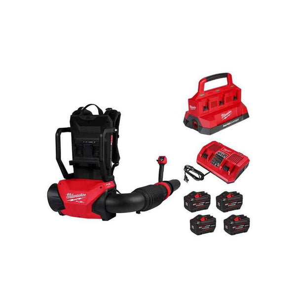 Milwaukee M18 FUEL 155 MPH 650 CFM 18V Brushless Cordless Battery Backpack Blower w/ (4) 12.0 Ah FORGE Batteries.
