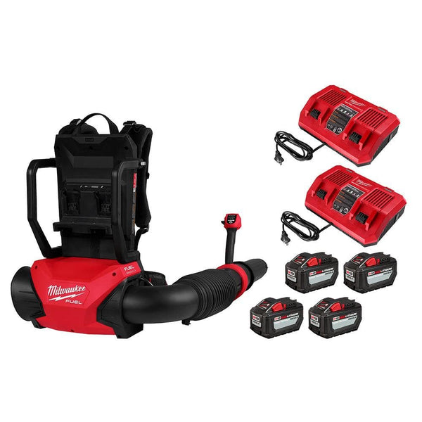 Milwaukee M18 FUEL 155 MPH 650 CFM 18V Brushless Cordless Dual Battery Backpack Blower Kit w/(4) 12.0 Ah Batteries, (2).