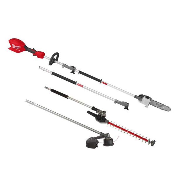 Milwaukee M18 FUEL 18V 10 in. Brushless Cordless Battery Powered QUIK-LOK Pole Saw w/ String Trimmer & Hedge Trimmer.