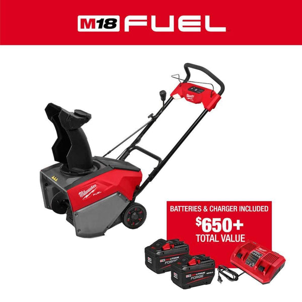 Milwaukee M18 FUEL 18V 21 in. Cordless Dual Battery Auger Propelled Single Stage Snow Blower w/ (2) 12.0 Ah Batteries.