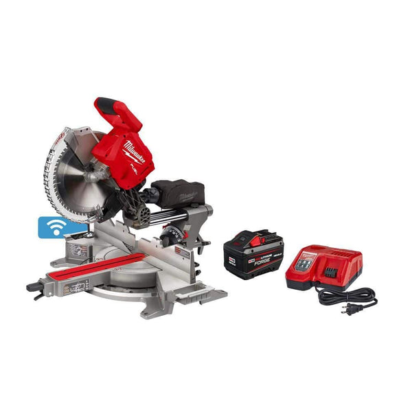 Milwaukee M18 FUEL 18V Lithium-Ion Brushless Cordless 12 in. Dual Bevel Sliding Compound Miter Saw Kit with One 12.0Ah.