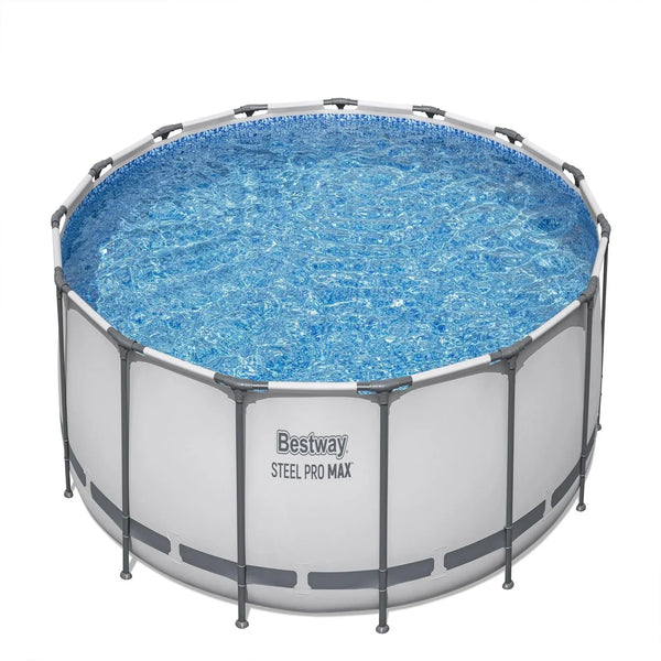 Bestway Steel Pro MAX 10 Foot x 30 Inch Round Metal Frame Above Ground Outdoor Backyard Swimming Pool Set with 330 GPH.