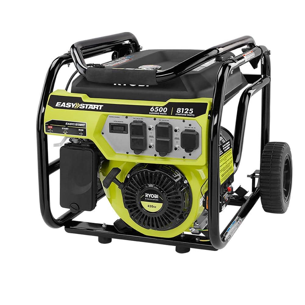 RYOBI 8125/6500-Watt Gas Powered Portable Generator With CO Detect Shutdown Sensor For Storms and Jobsites RY906500S
