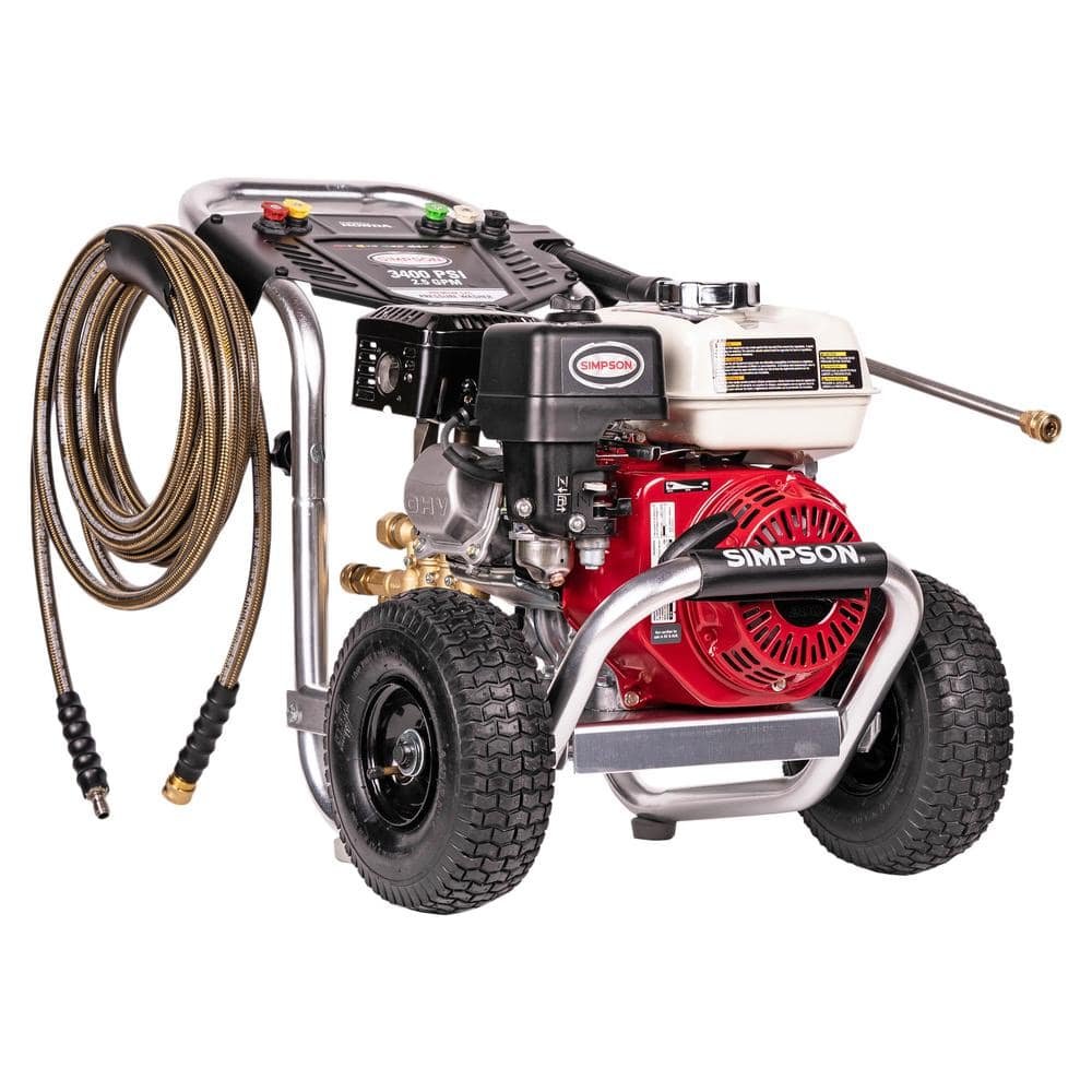 SIMPSON 3400 PSI 2.5 GPM Gas Pressure Washer, Honda GX200 Engine, CAT Pump, Commercial Cold Water Power Washer ALH3228-S