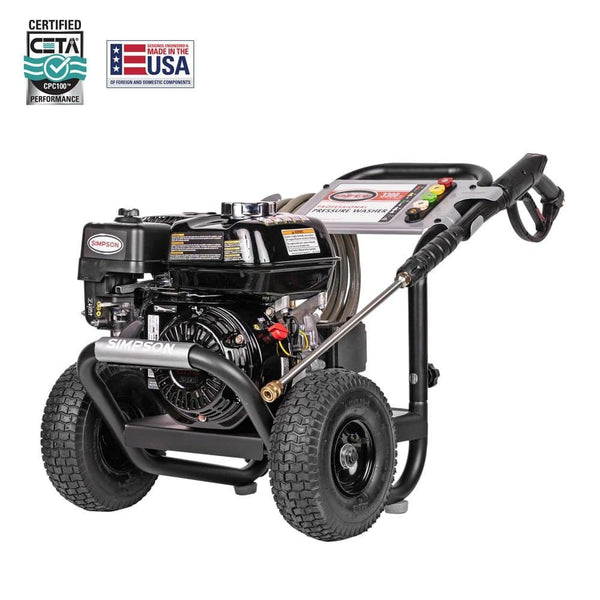 SIMPSON 3300 PSI 2.5 GPM Gas Pressure Washer, HONDA GX200 Engine, Reliable Residential Cold Water Power Washer PS3228-S