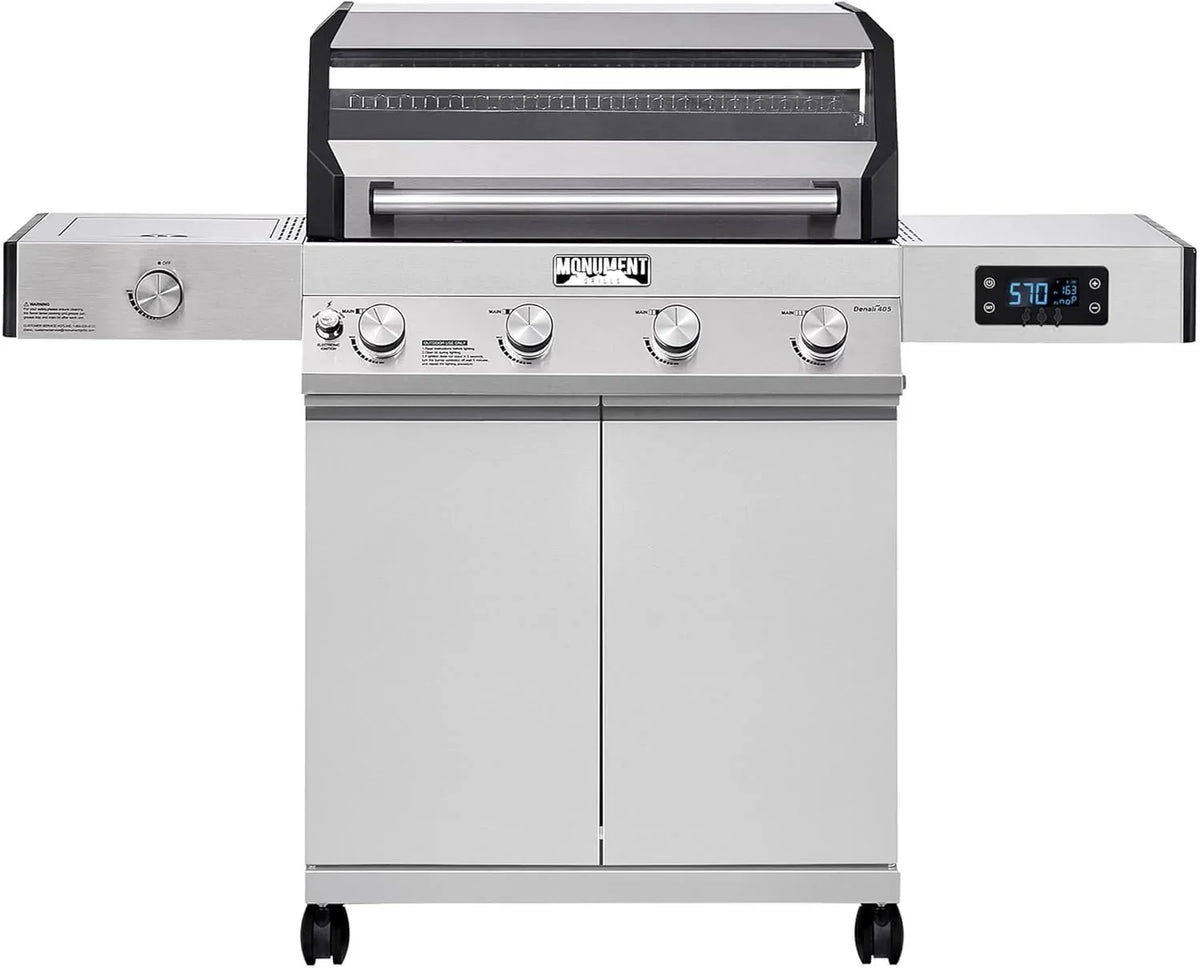 Monument Grills Eminence 405 |Tech Stainless Propane Gas Grills Eminence 405 & Cast Iron Cooking Plate