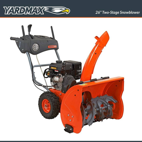YARDMAX 26 in. 212 cc Two-stage Self-propelled Gas Snow Blower with Push-button Electric Start and Headlight YB6770